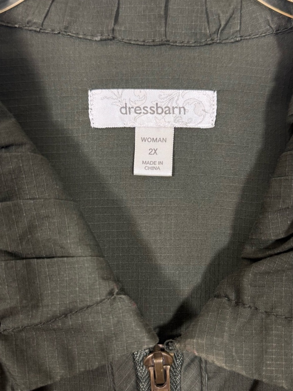 dressbarn Olive Quilted Zip Jacket - Picture 3 of 4